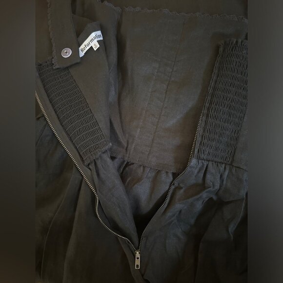 NEW Reformation Tagliatelle  Linen Black Midi Dress Lace Detail | size 4 - Picture 13 of 14